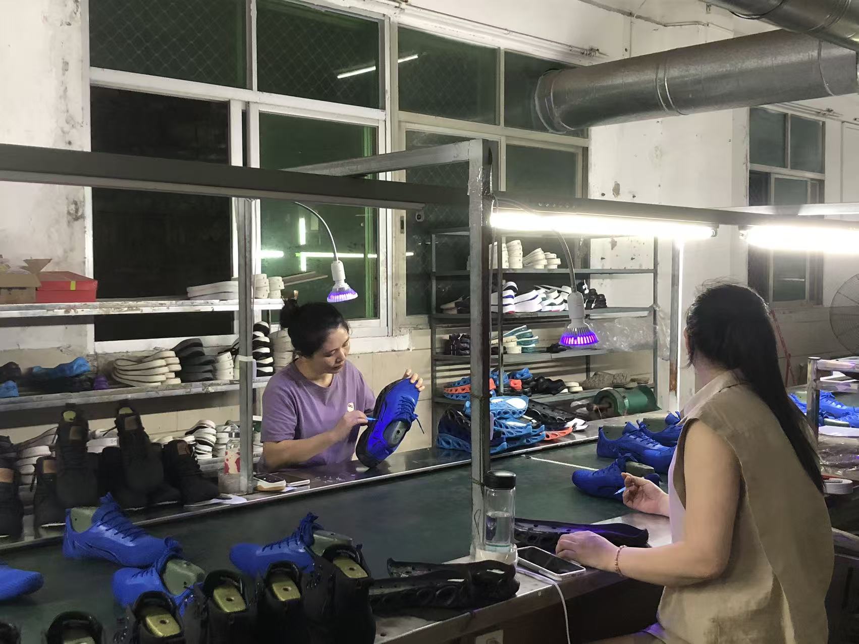 Running shoe production room used for sample review and manufacturing preparation